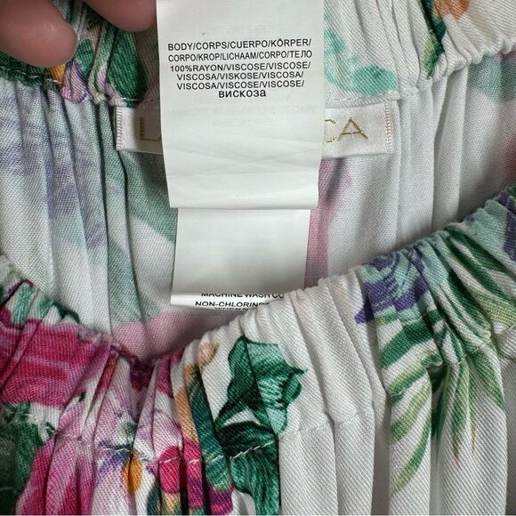 La Blanca Off Shoulder Mini Dress Swimsuit Cover Up Tropical Mystic Palms Medium - Picture 7 of 8